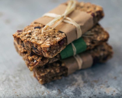 three individually wrapped granola bars